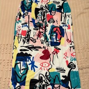 Colorful Abstract Print Bodycon midi Skirt